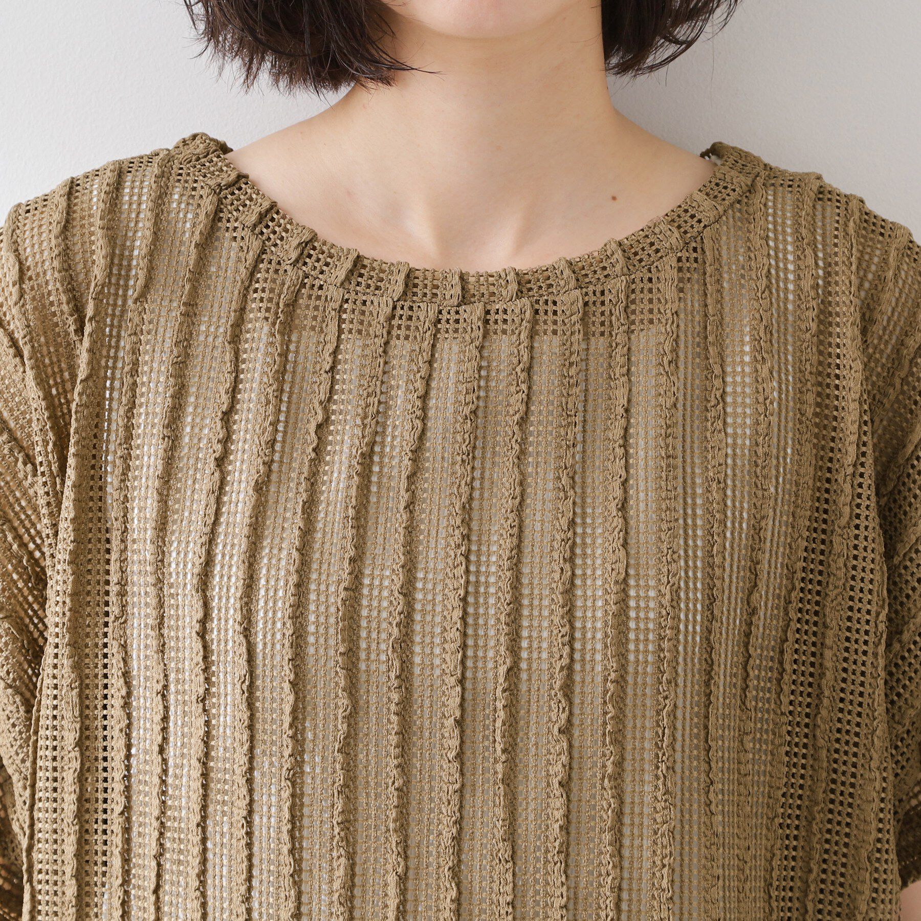 THE SHOP TK「見た目涼やか メッシュジャカードトップス」|Tシャツ・カットソー|