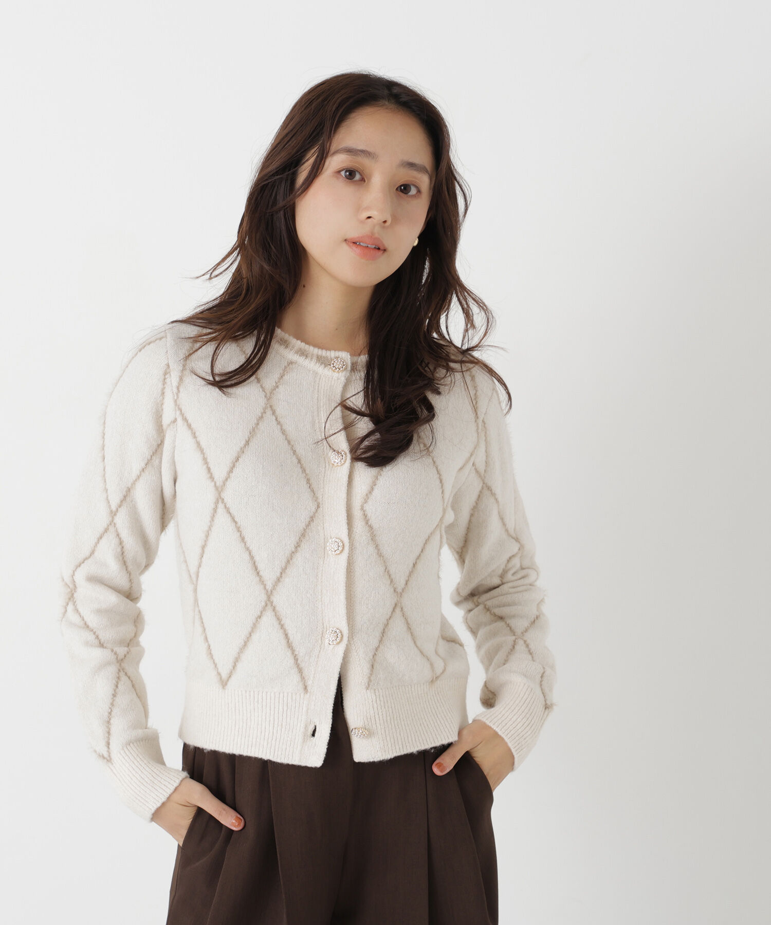  「ダイヤラインカーディガン」|ニット・セーター|