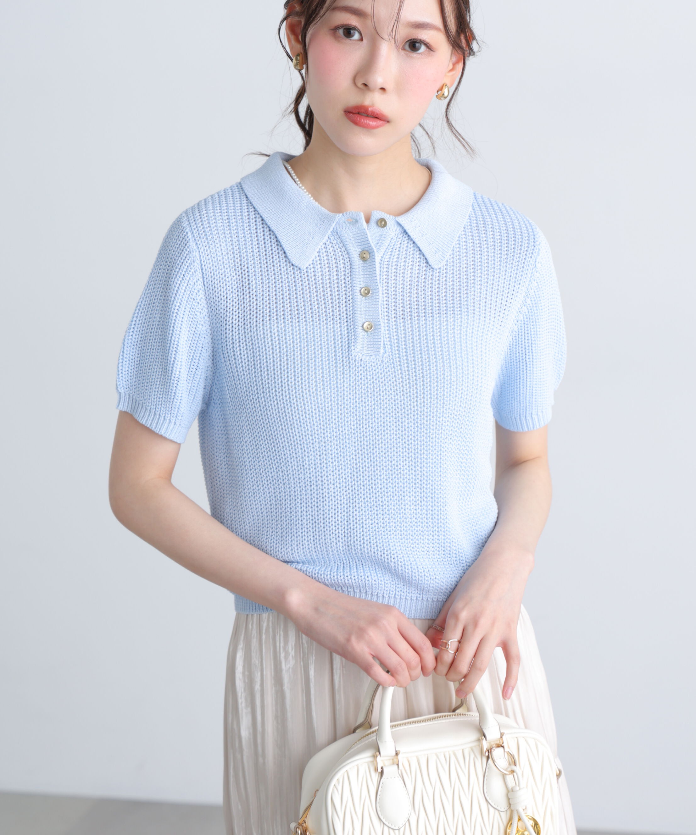  「〈MFM〉金ボタンクロップドポロニット」|ニット・セーター|