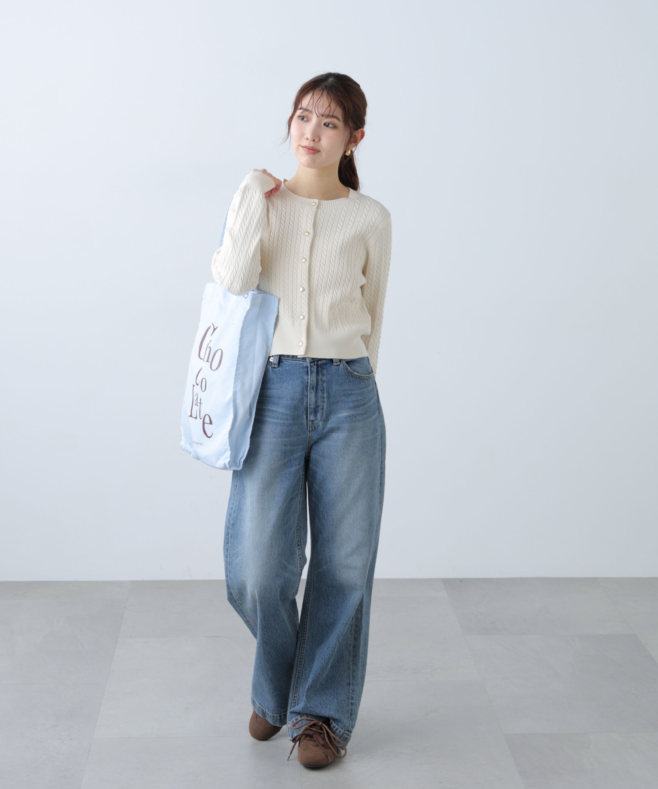  「金ボタンミニケーブルカーディガン」|ニット・セーター|