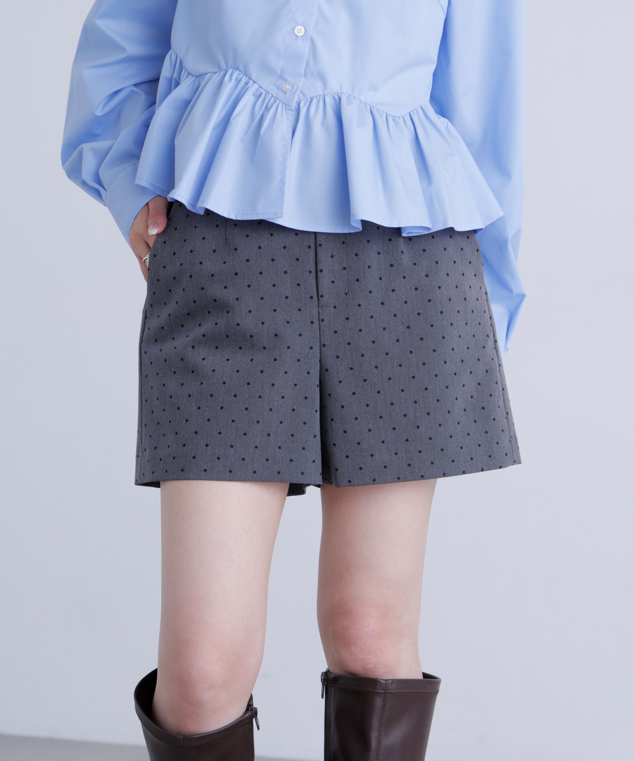  「〈セットアップ対応〉ハイウエストショートパンツ」|その他|グレーベース 1
