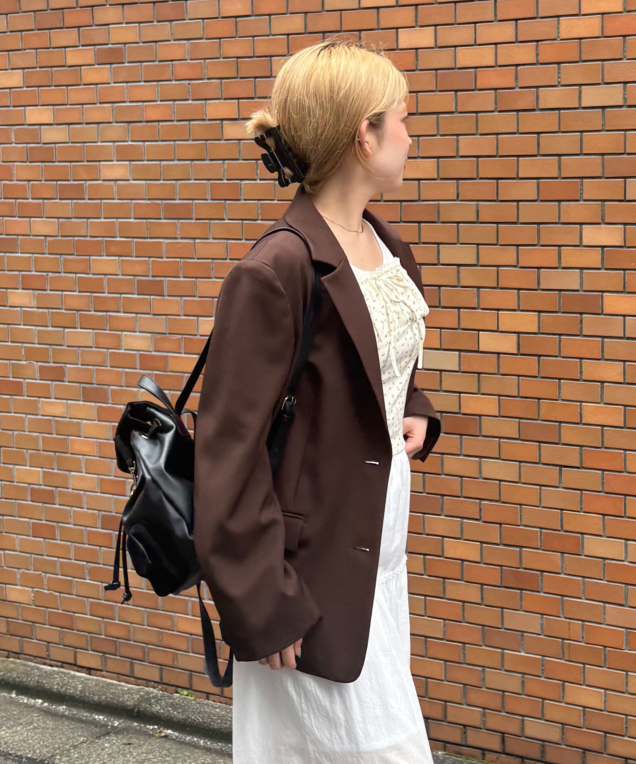  「〈セットアップ対応〉オーバーサイズシングルジャケット」|その他|ブラウン