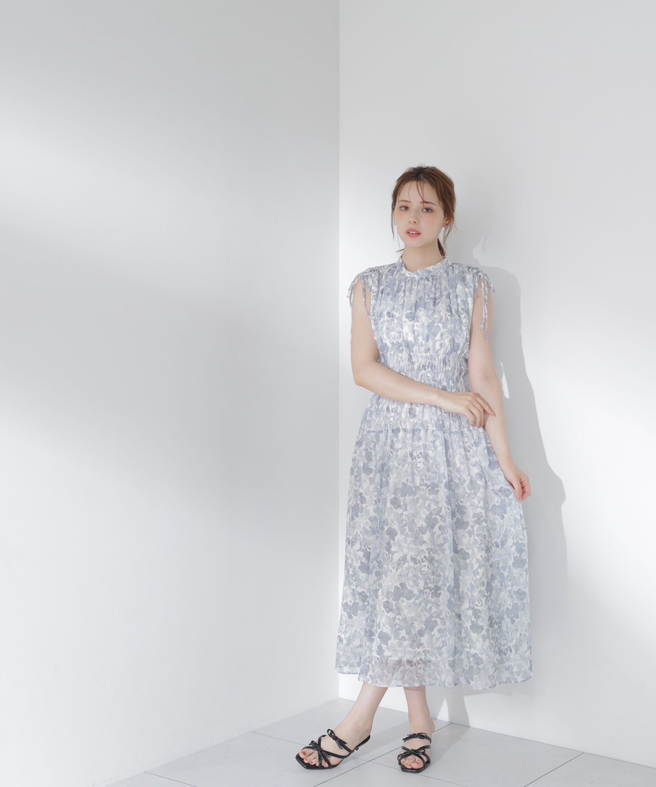 PROPORTION BODY DRESSING「2wayスリーブ花柄シャーリングワンピース 26SS」|ワンピース|