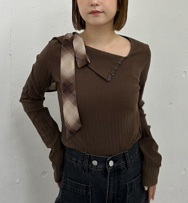 archives「肩リボンワンショルカットＴＯＰＳ」|Tシャツ・カットソー|BROWN