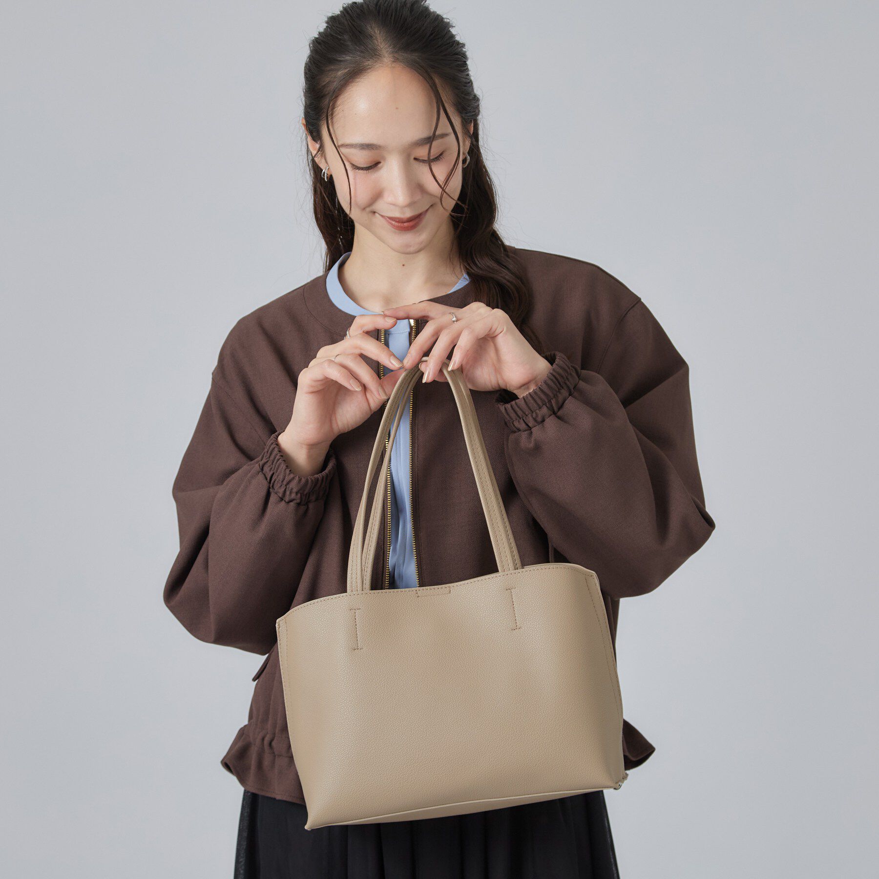 SHOO･LA･RUE「【軽量】サイド配色トートバッグ」|トートバッグ|