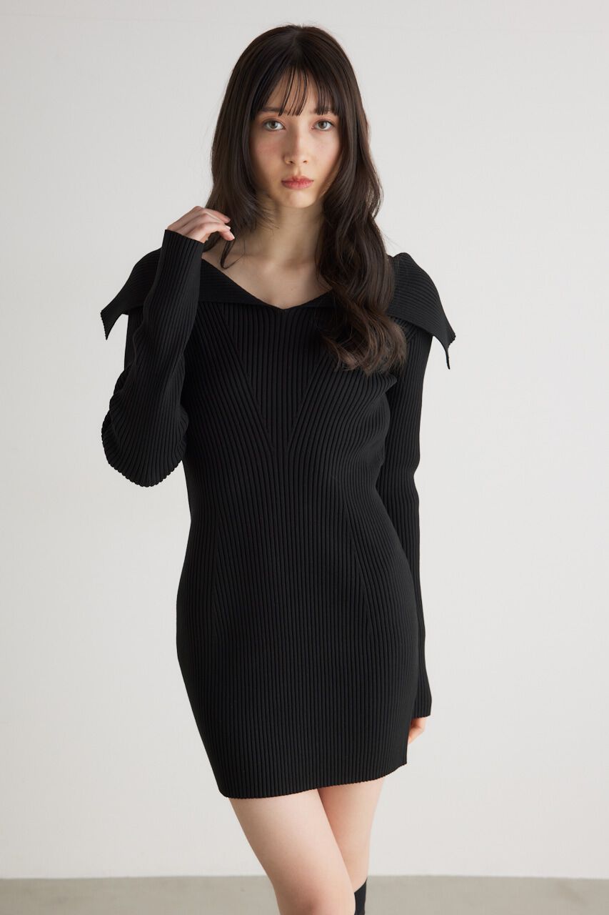 rienda「オーバーカラータイトmini Knit OP」|ワンピース|