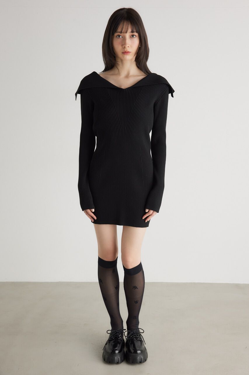 rienda「オーバーカラータイトmini Knit OP」|ワンピース|