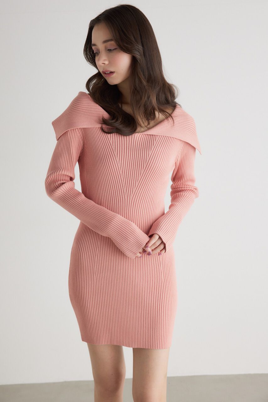 rienda「オーバーカラータイトmini Knit OP」|ワンピース|