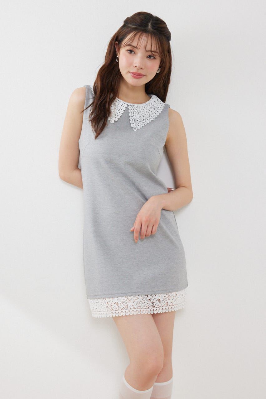 rienda「レースカラーポンチカットワンピース」|ワンピース|GRY