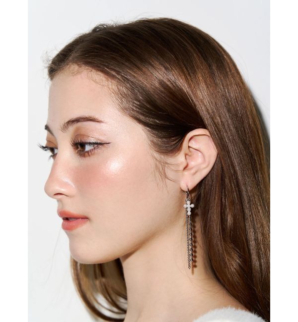 EVRIS「CROSS MOTIF CHAIN ピアス」|ピアス|