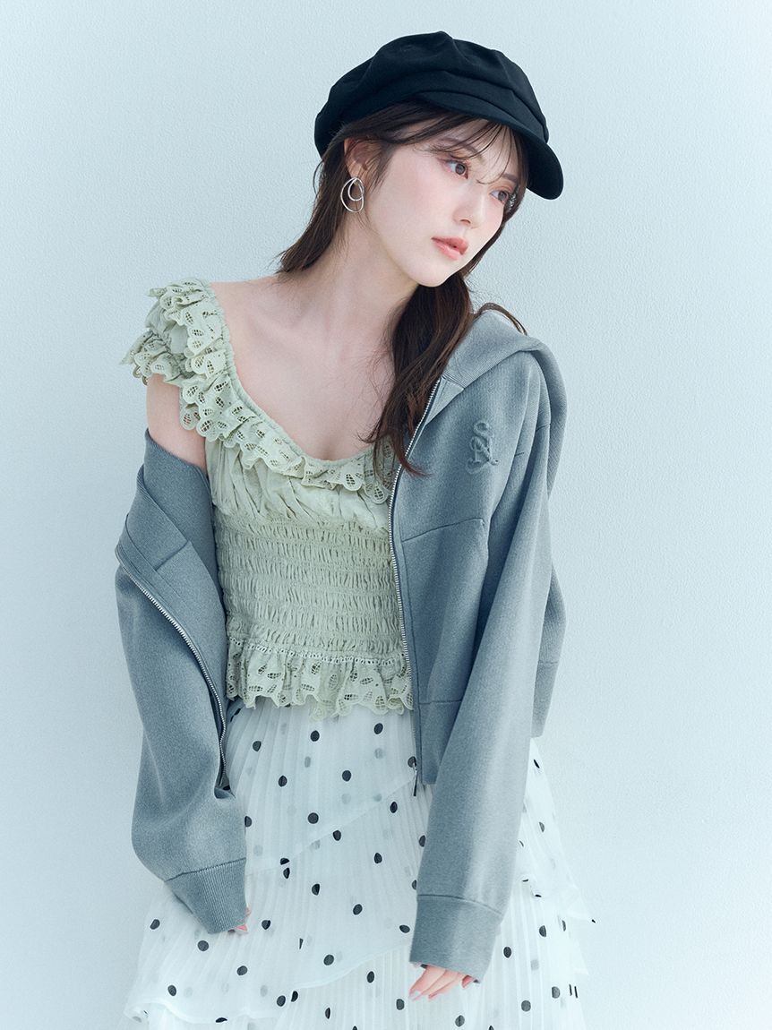 SNIDEL「ショートニットパーカー」|パーカー|GRY