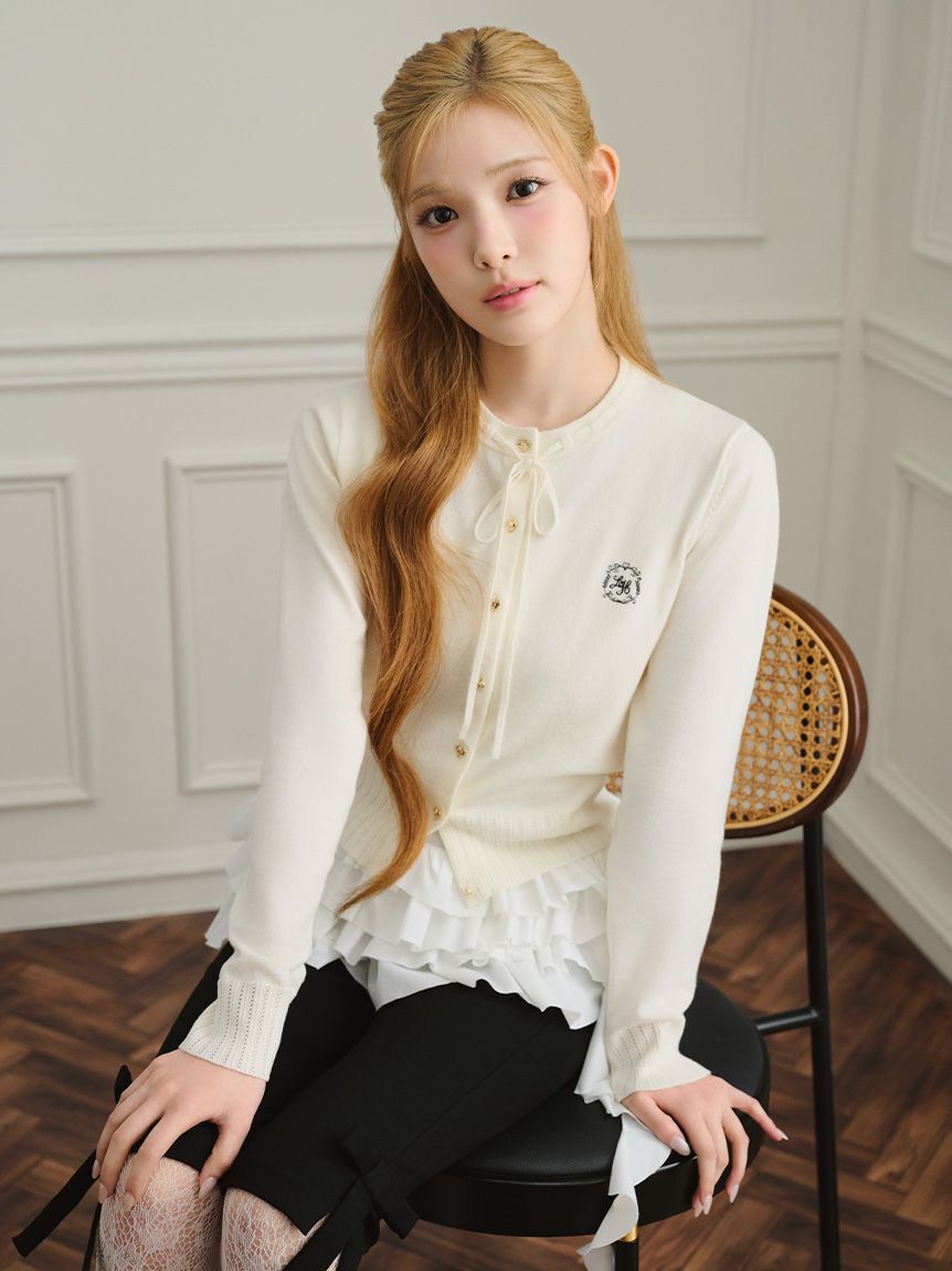 LILY BROWN「【LILY BROWN&times;Hearts2Hearts】エンブレム刺繍カーディガン」|カーディガン|