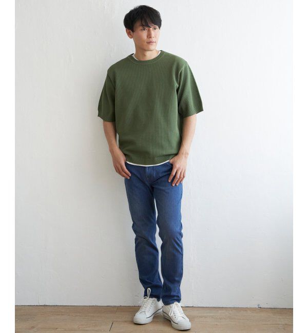ikka「【洗濯機で洗える／2点セット】GOKU楽ニット5分袖インナーセット」|プルオーバー|