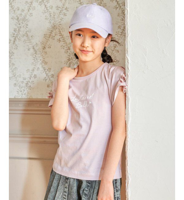 ikka kids「冷感肩ギンガム切り替えロゴT（120~160cm）」|Tシャツ・カットソー|