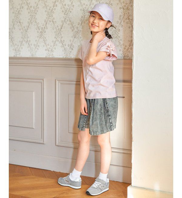 ikka kids「冷感肩ギンガム切り替えロゴT（120~160cm）」|Tシャツ・カットソー|