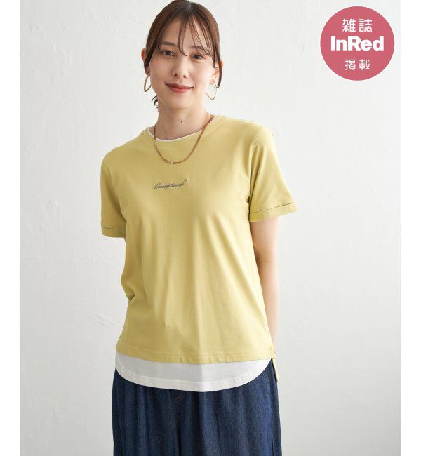 ikka「【雑誌InRed6月号掲載】鹿の子裾レイヤードプルオーバー【接触冷感】」|Tシャツ・カットソー|イエロー