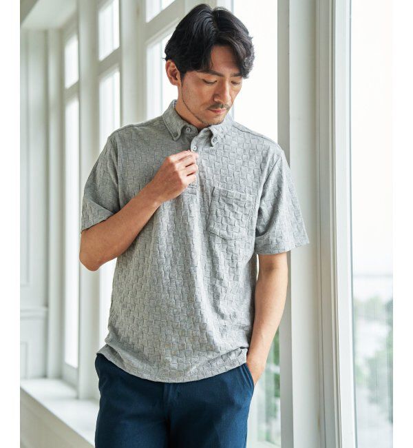 IKKA LOUNGE「冷感リンクスジャカード市松ポロシャツ」|Tシャツ・カットソー|
