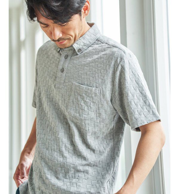 IKKA LOUNGE「冷感リンクスジャカード市松ポロシャツ」|Tシャツ・カットソー|