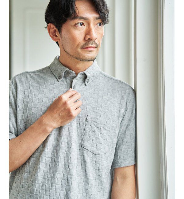 IKKA LOUNGE「冷感リンクスジャカード市松ポロシャツ」|Tシャツ・カットソー|