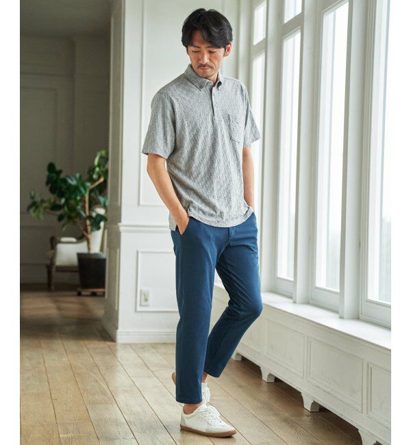 IKKA LOUNGE「冷感リンクスジャカード市松ポロシャツ」|Tシャツ・カットソー|