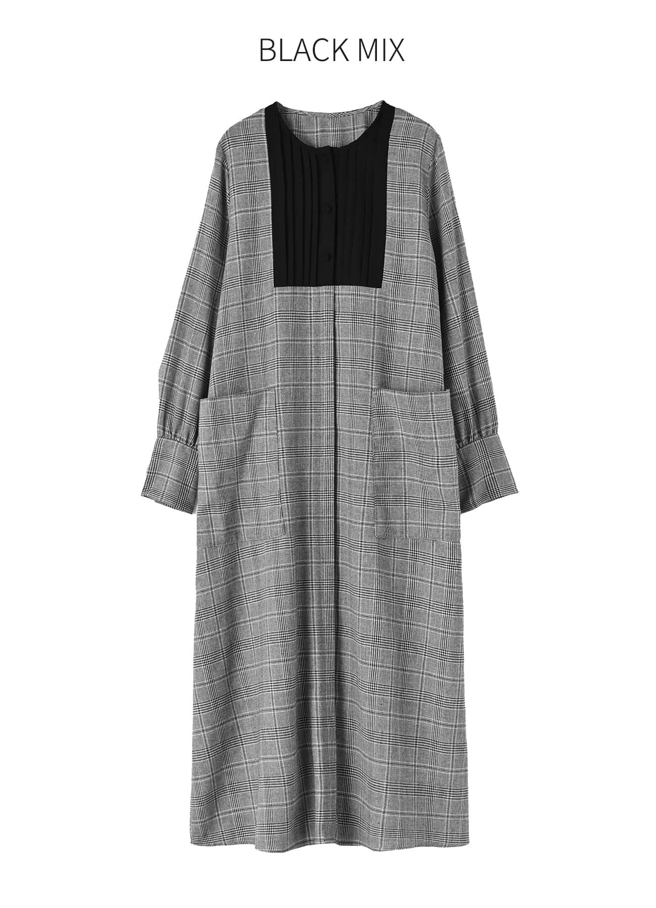 STYLE DELI「【LUXE】グレンチェック柄プリーツ切替ワンピース」|ワンピース|