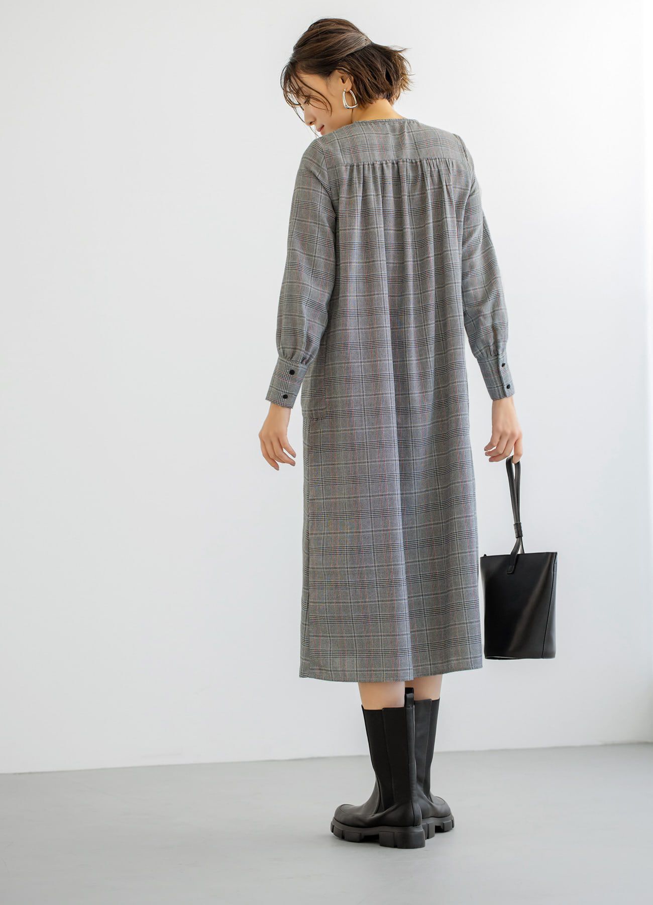 STYLE DELI「【LUXE】グレンチェック柄プリーツ切替ワンピース」|ワンピース|