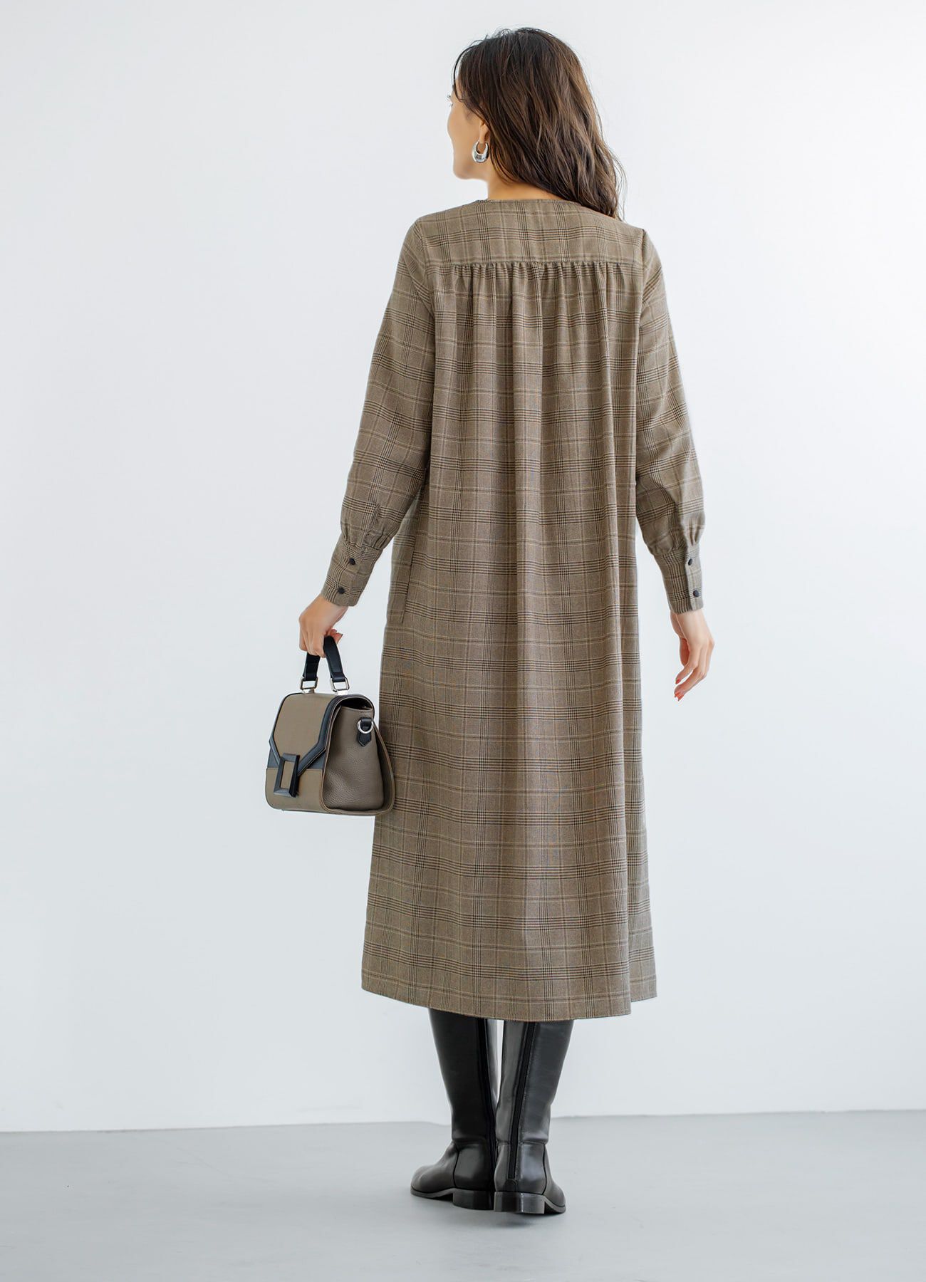 STYLE DELI「【LUXE】グレンチェック柄プリーツ切替ワンピース」|ワンピース|