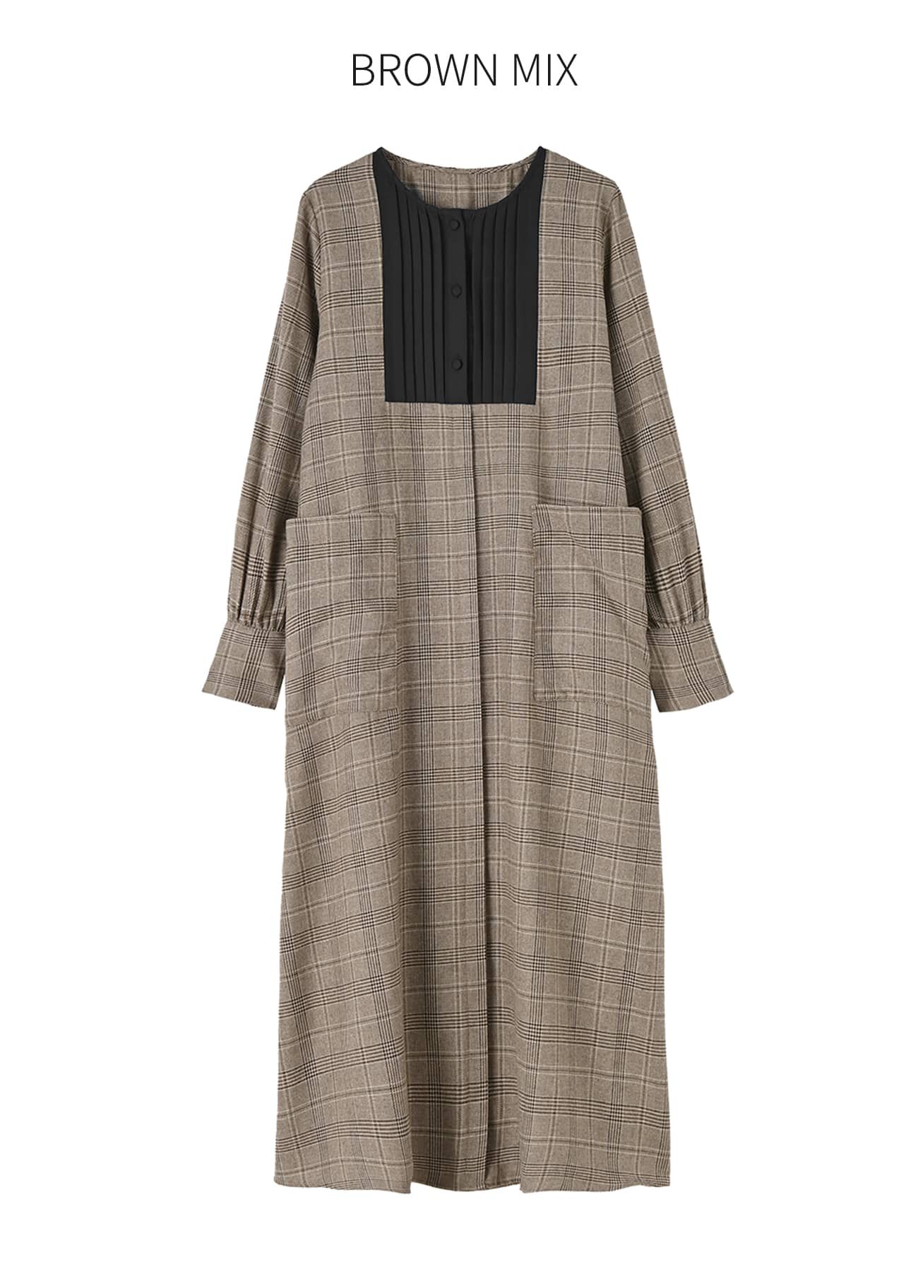 STYLE DELI「【LUXE】グレンチェック柄プリーツ切替ワンピース」|ワンピース|