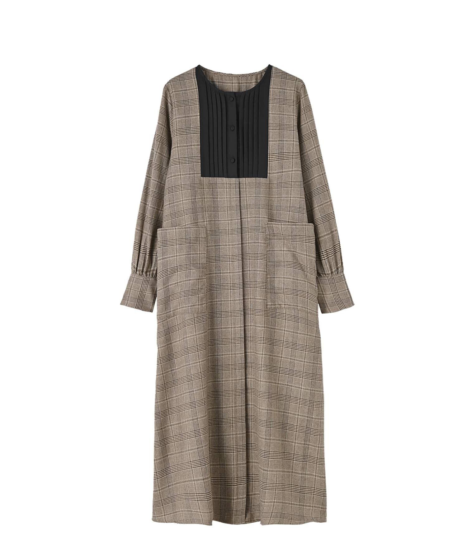 STYLE DELI「【LUXE】グレンチェック柄プリーツ切替ワンピース」|ワンピース|
