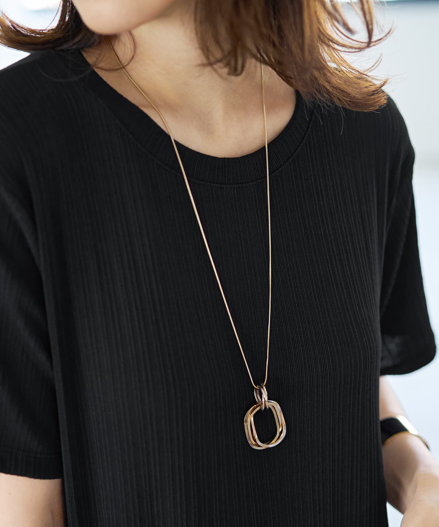 STYLE DELI「６リングパーツ70cmロングネックレス」|ネックレス|ゴールド