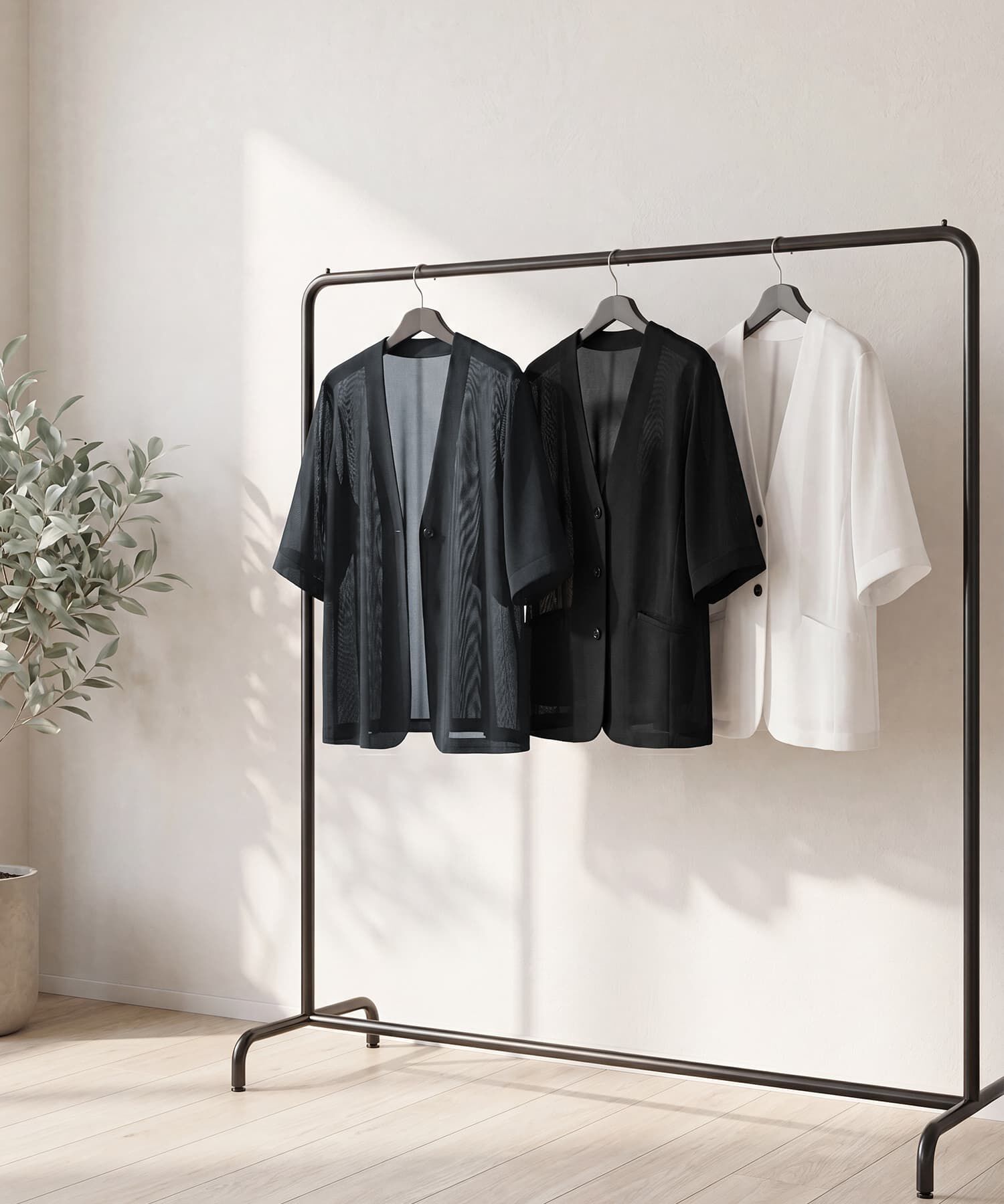 STYLE DELI「【selection】５分袖メッシュノーカラージャケット」|ノーカラージャケット|