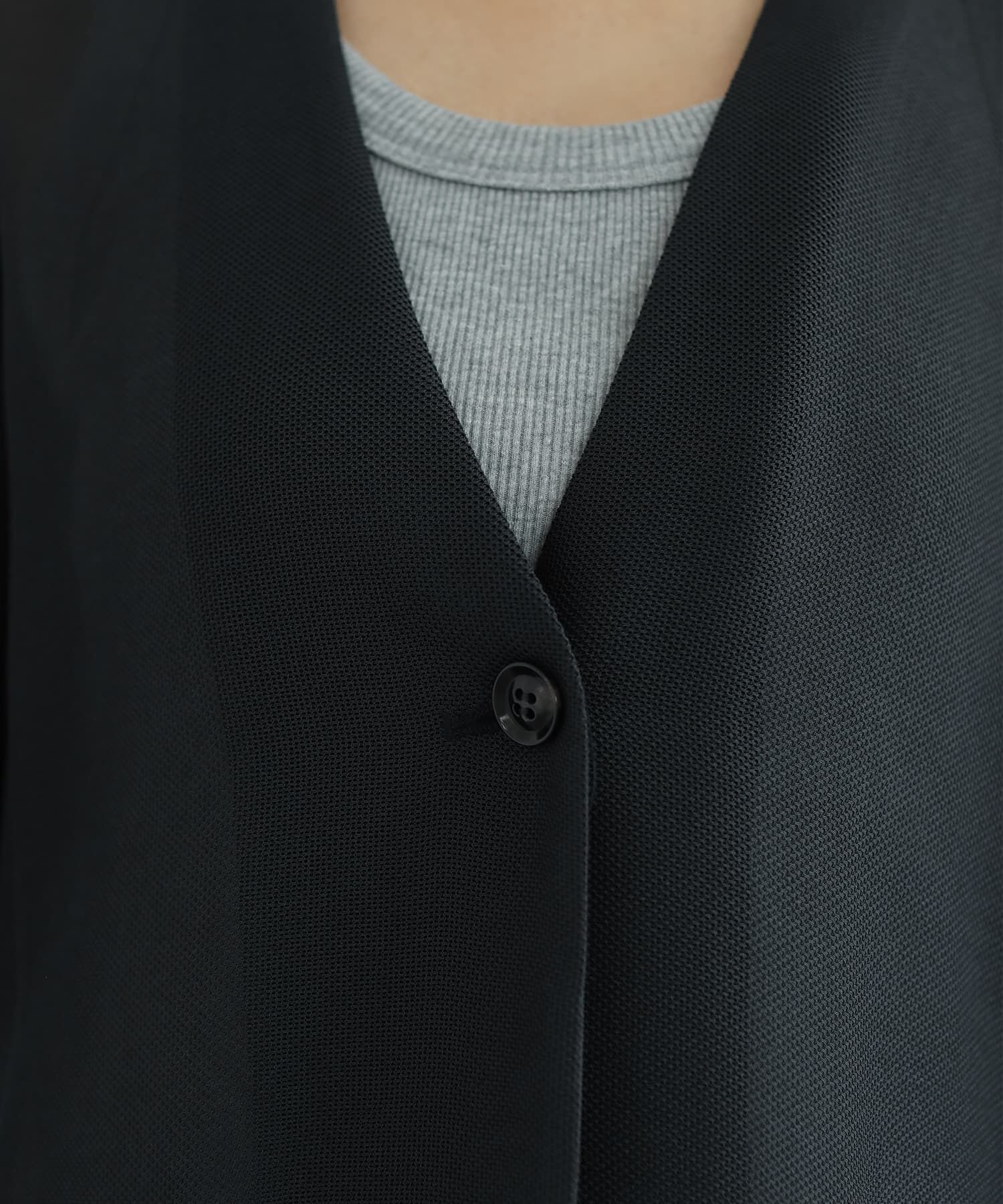 STYLE DELI「【selection】５分袖メッシュノーカラージャケット」|ノーカラージャケット|