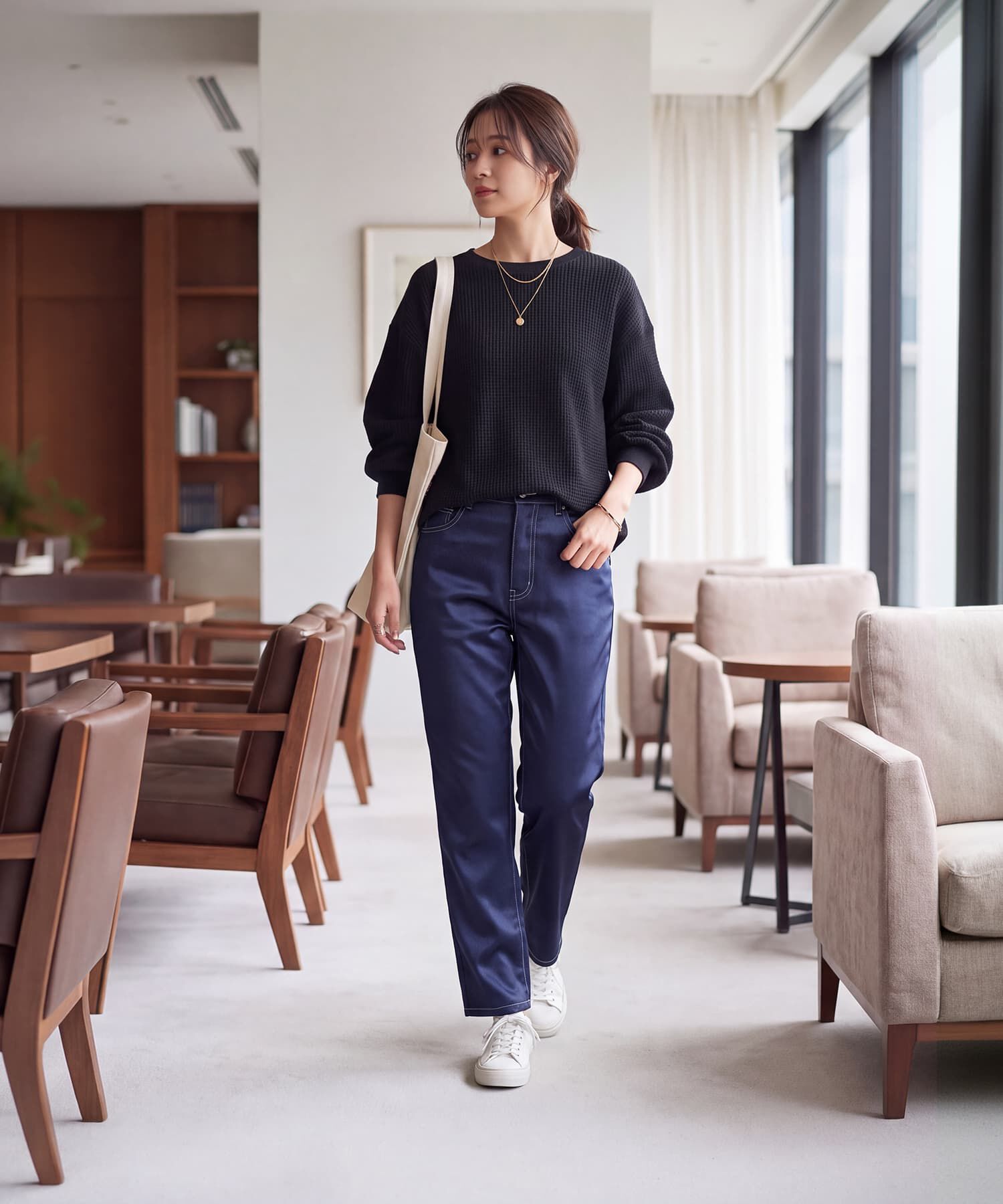 STYLE DELI「【DELI by】ふんわりワッフル素材のリラックスプルオーバー」|Tシャツ・カットソー|