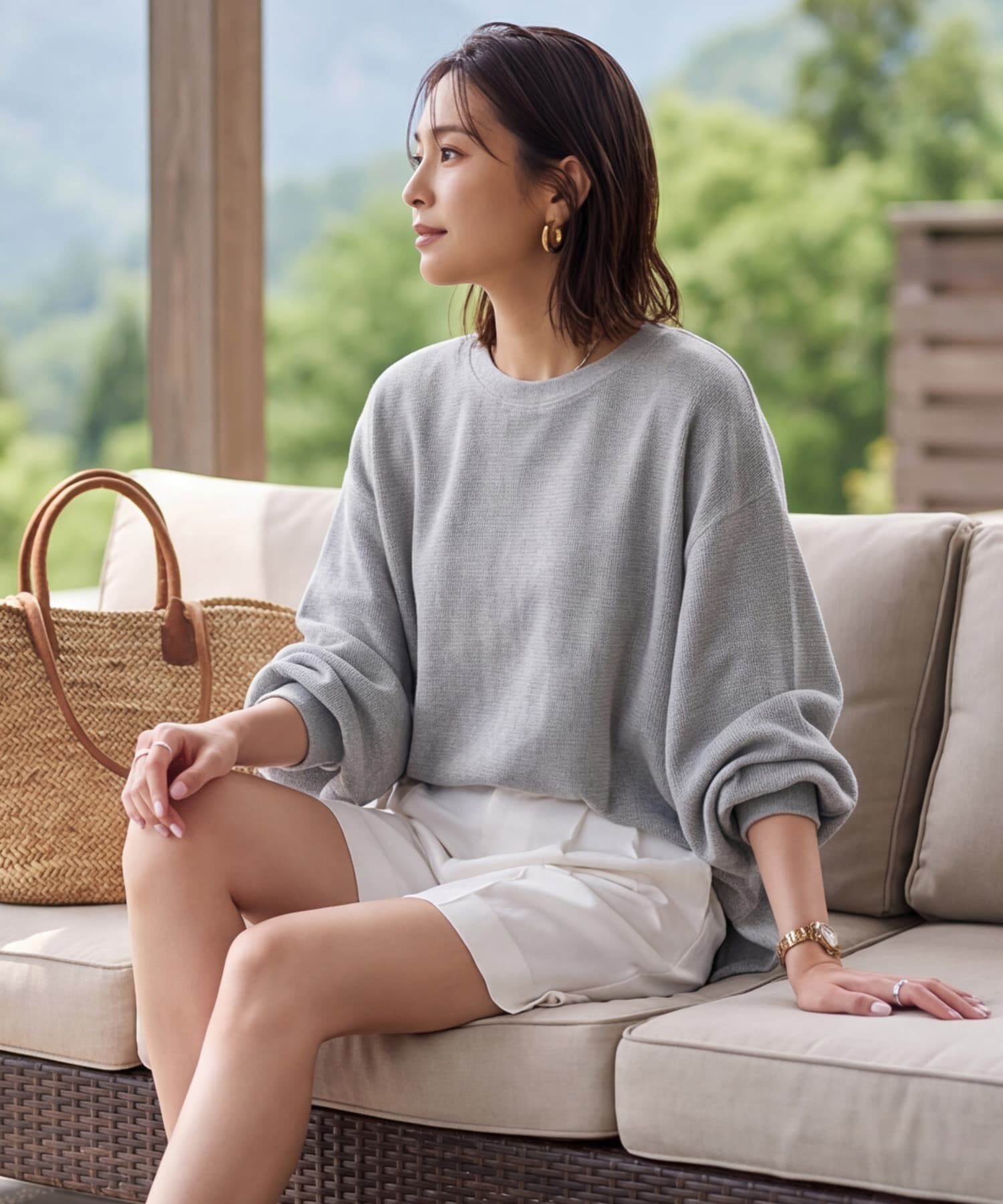 STYLE DELI「【DELI by】ふんわりワッフル素材のリラックスプルオーバー」|Tシャツ・カットソー|グレー