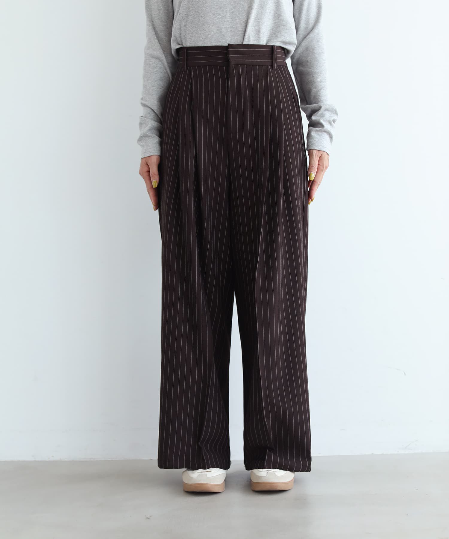 STYLE DELI「ピンストライプ柄タックワイドパンツ」|その他|