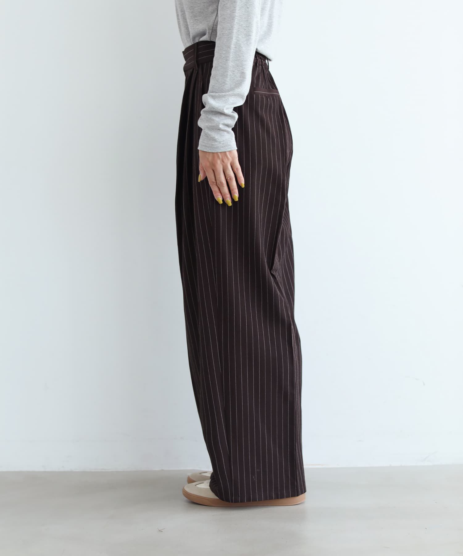 STYLE DELI「ピンストライプ柄タックワイドパンツ」|その他|
