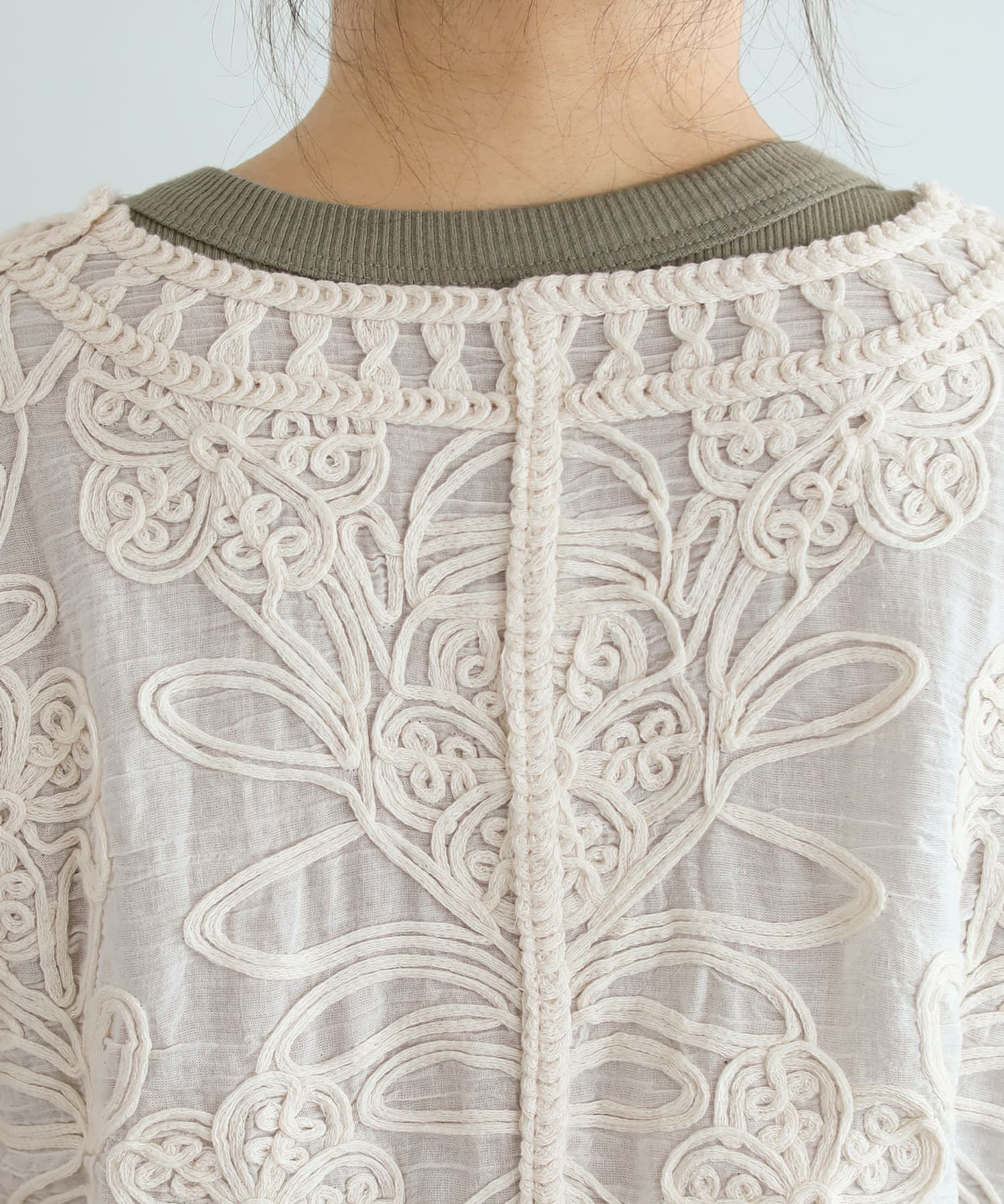 STYLE DELI「ガーゼ刺繍ノーカラージャケット」|ノーカラージャケット|