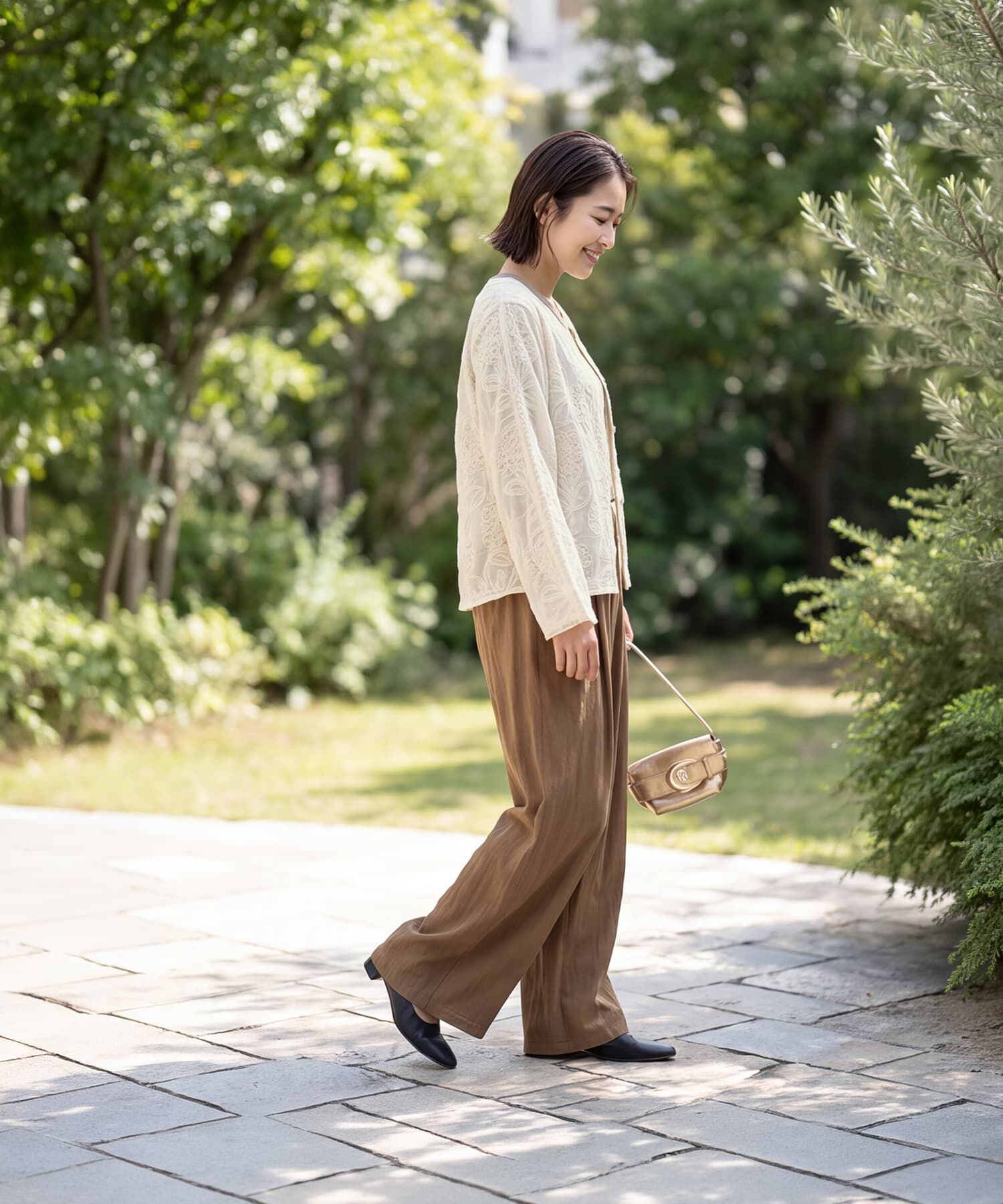 STYLE DELI「ガーゼ刺繍ノーカラージャケット」|ノーカラージャケット|