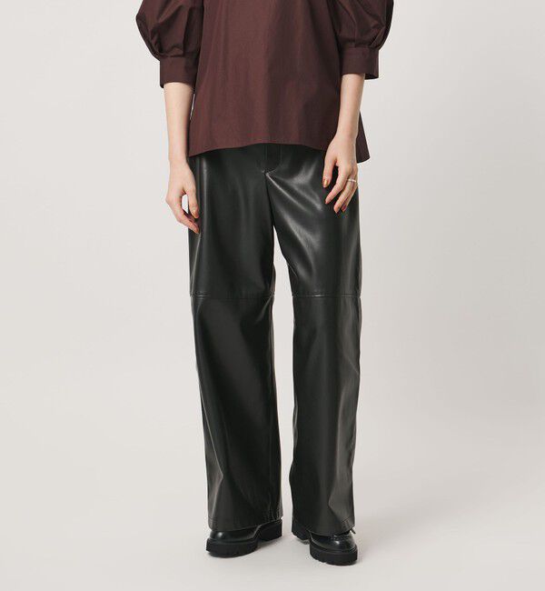 UNITED ARROWS「レザーライク ワイドパンツ‐ウォッシャブル‐」|その他|BLACK