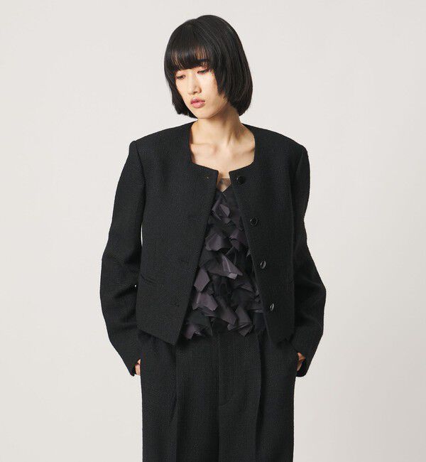 AEWEN MATOPH「＜AEWEN MATOPH＞ツイード ショート ジャケット」|ノーカラージャケット|BLACK