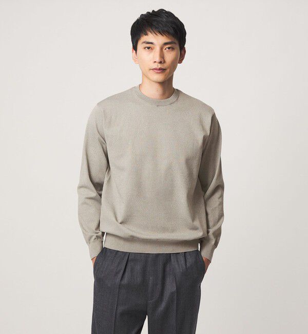 UNITED ARROWS green label relaxing「A+ MOULINE ポリエステル クルーネック ニット」|ニット・セーター|