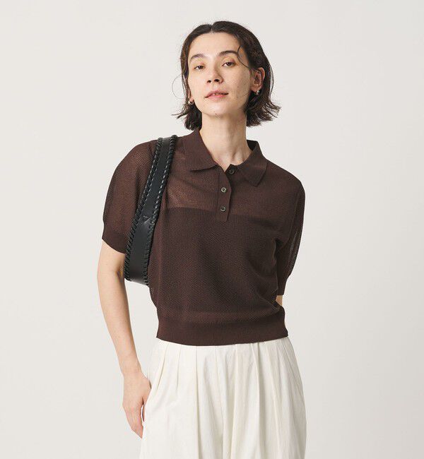 BEAUTY&YOUTH UNITED ARROWS「メッシュ ポロニット プルオーバー ウォッシャブル」|ニット・セーター|DK.BROWN
