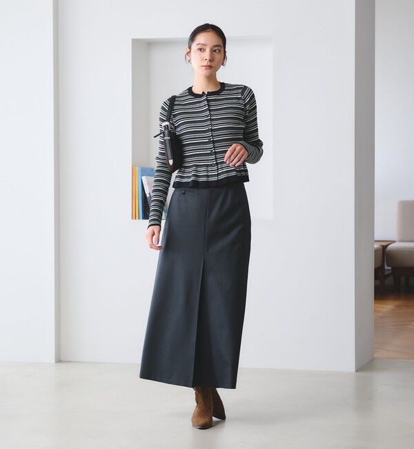 BEAUTY&YOUTH UNITED ARROWS「【WEB限定 Wardrobe DAILY MINIMAL】ボーダー ペプラムニットカーディガン」|カーディガン|