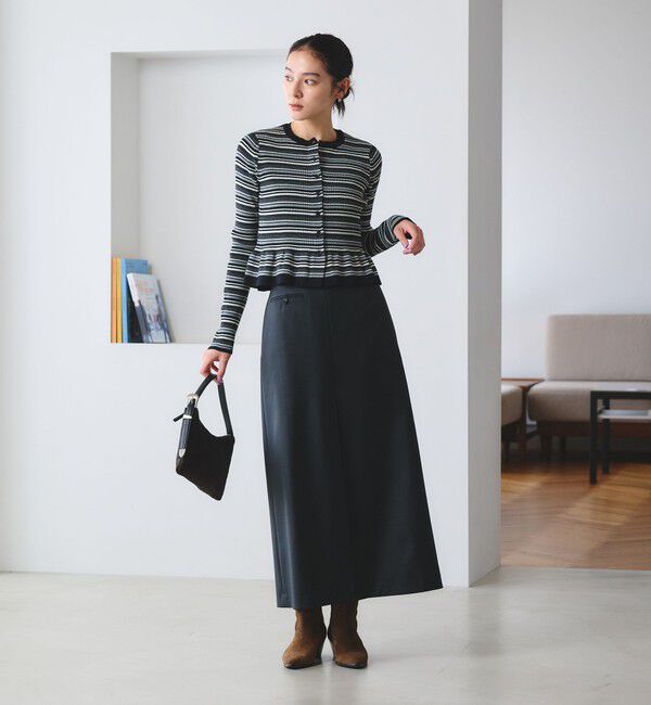 BEAUTY&YOUTH UNITED ARROWS「【WEB限定 Wardrobe DAILY MINIMAL】ボーダー ペプラムニットカーディガン」|カーディガン|
