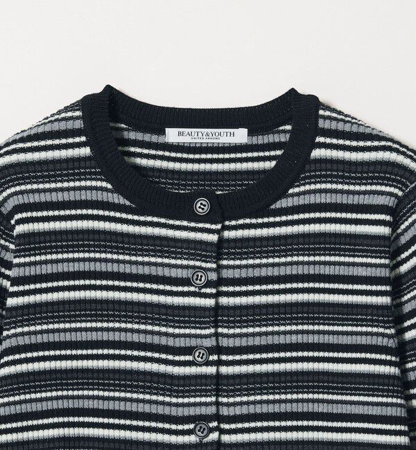 BEAUTY&YOUTH UNITED ARROWS「【WEB限定 Wardrobe DAILY MINIMAL】ボーダー ペプラムニットカーディガン」|カーディガン|
