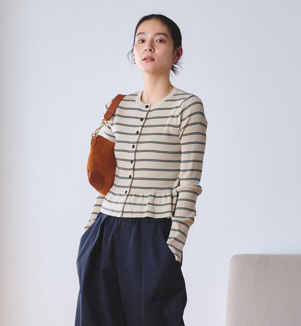 BEAUTY&YOUTH UNITED ARROWS「【WEB限定 Wardrobe DAILY MINIMAL】ボーダー ペプラムニットカーディガン」|カーディガン|