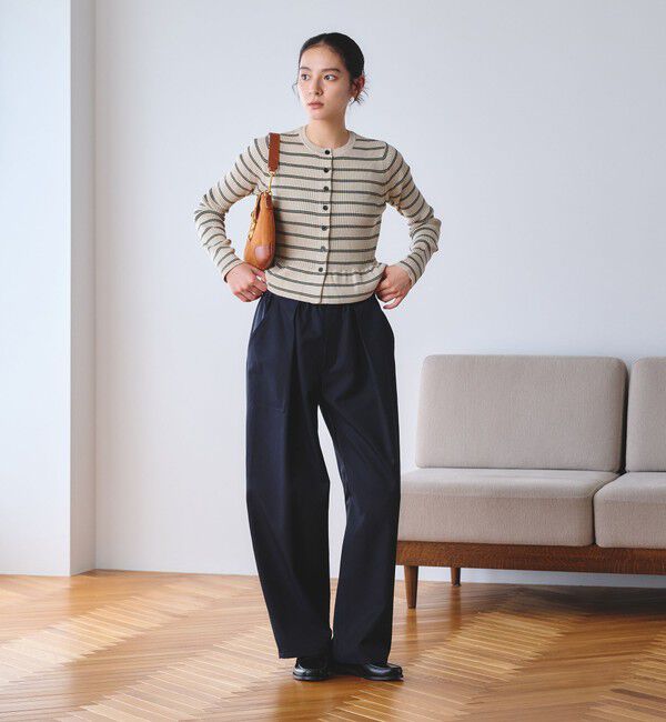 BEAUTY&YOUTH UNITED ARROWS「【WEB限定 Wardrobe DAILY MINIMAL】ボーダー ペプラムニットカーディガン」|カーディガン|