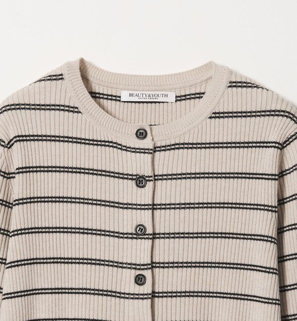 BEAUTY&YOUTH UNITED ARROWS「【WEB限定 Wardrobe DAILY MINIMAL】ボーダー ペプラムニットカーディガン」|カーディガン|