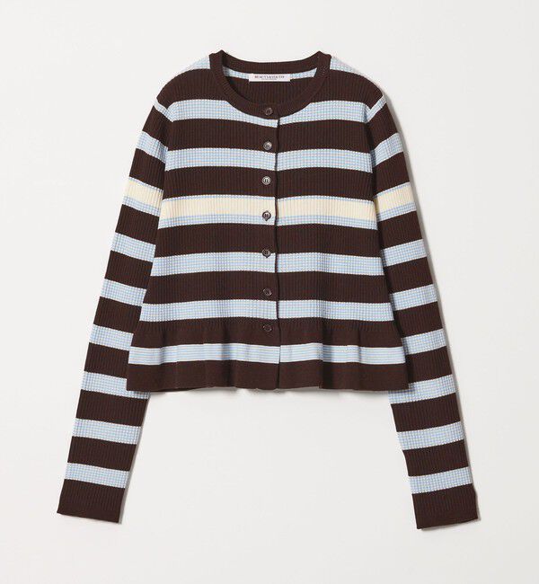 BEAUTY&YOUTH UNITED ARROWS「【WEB限定 Wardrobe DAILY MINIMAL】ボーダー ペプラムニットカーディガン」|カーディガン|