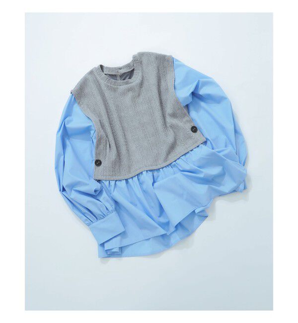 Ray BEAMS 「ケーブル ジャカード レイヤード シャツ」|シャツ・ブラウス|BLUE